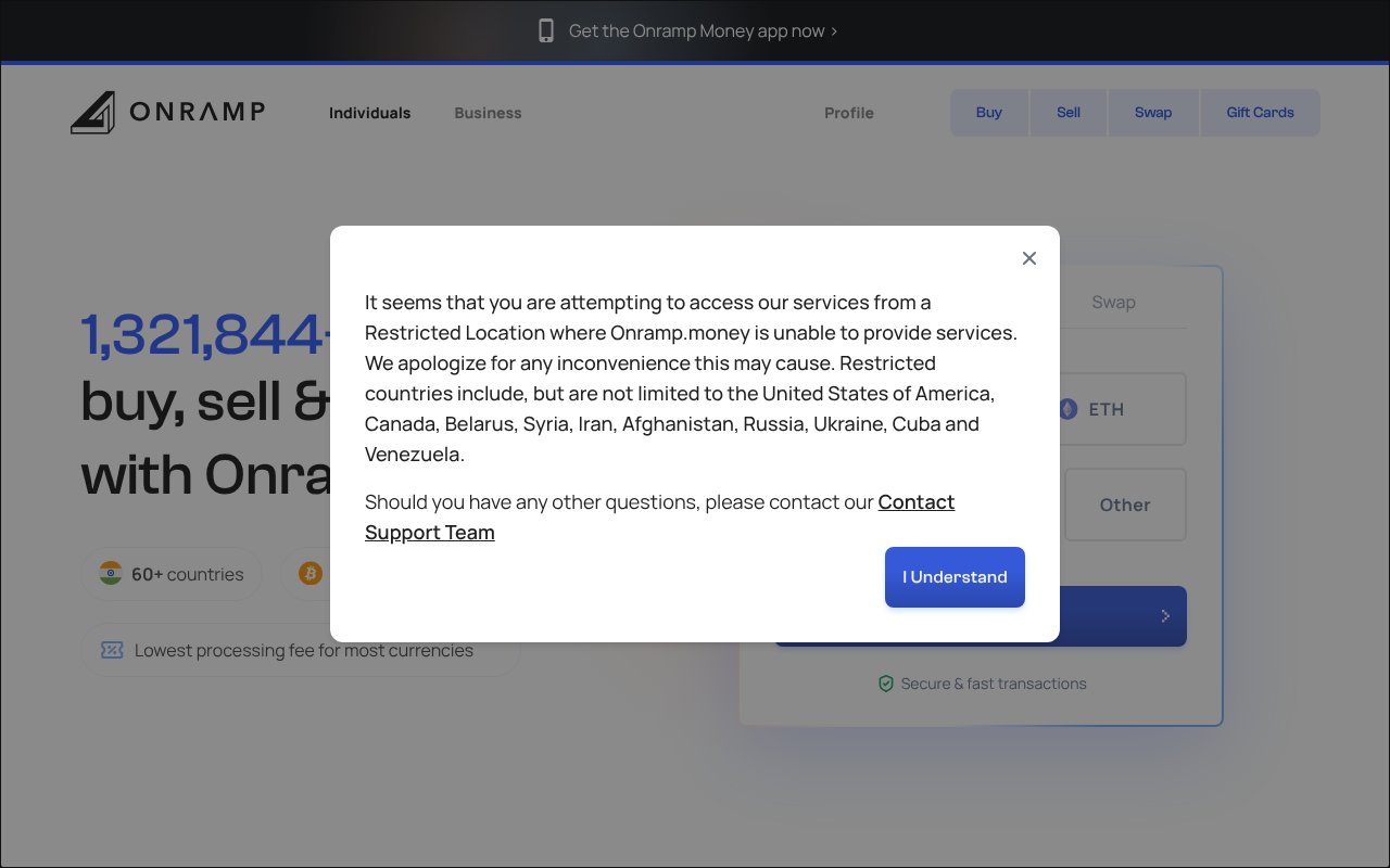 Screenshot of onramp.money