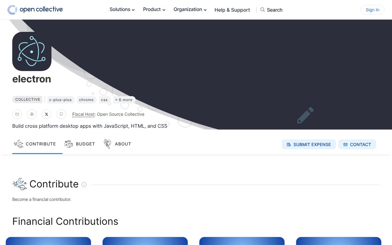 Screenshot of opencollective.com