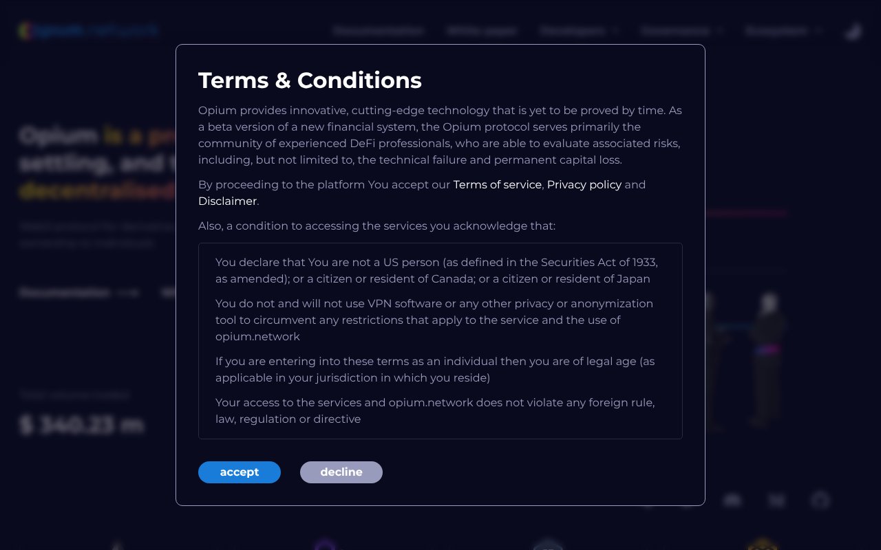 Screenshot of opium.network