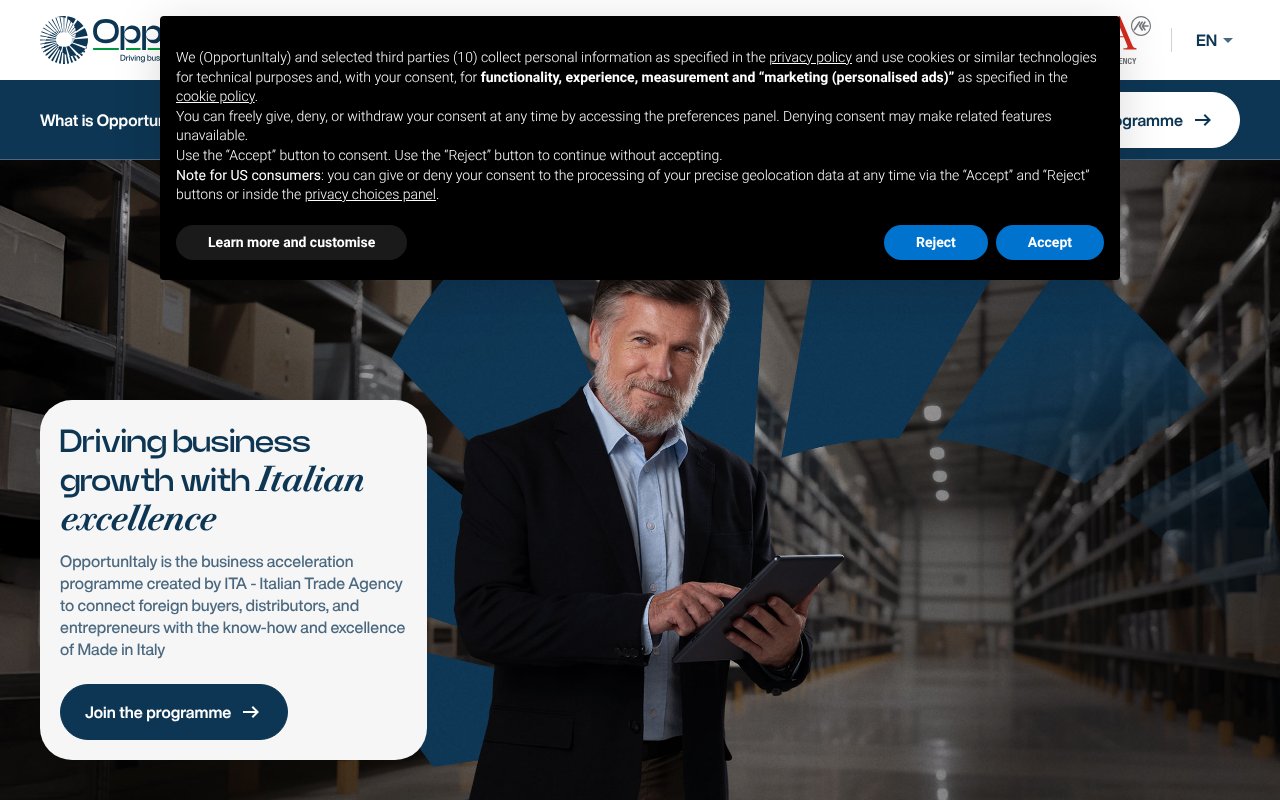 Screenshot of opportunitaly.gov.it