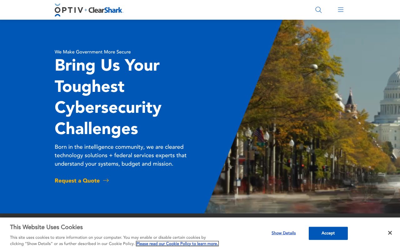 Screenshot of optivclearshark.com