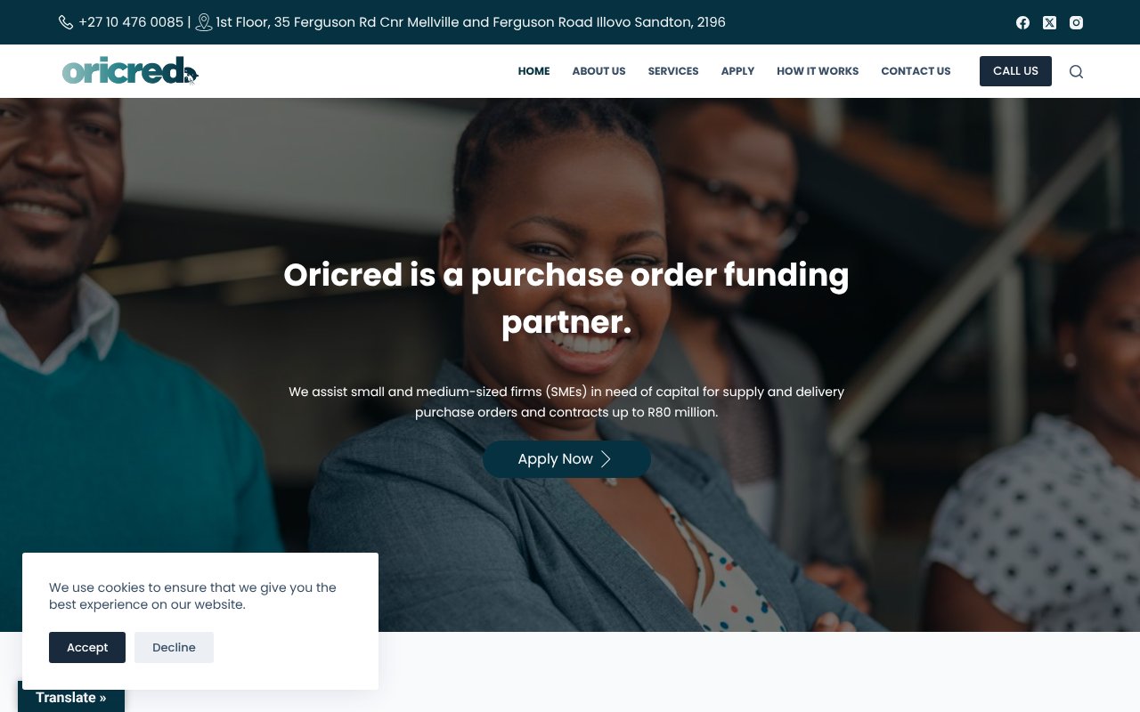 Screenshot of oricred.co.za