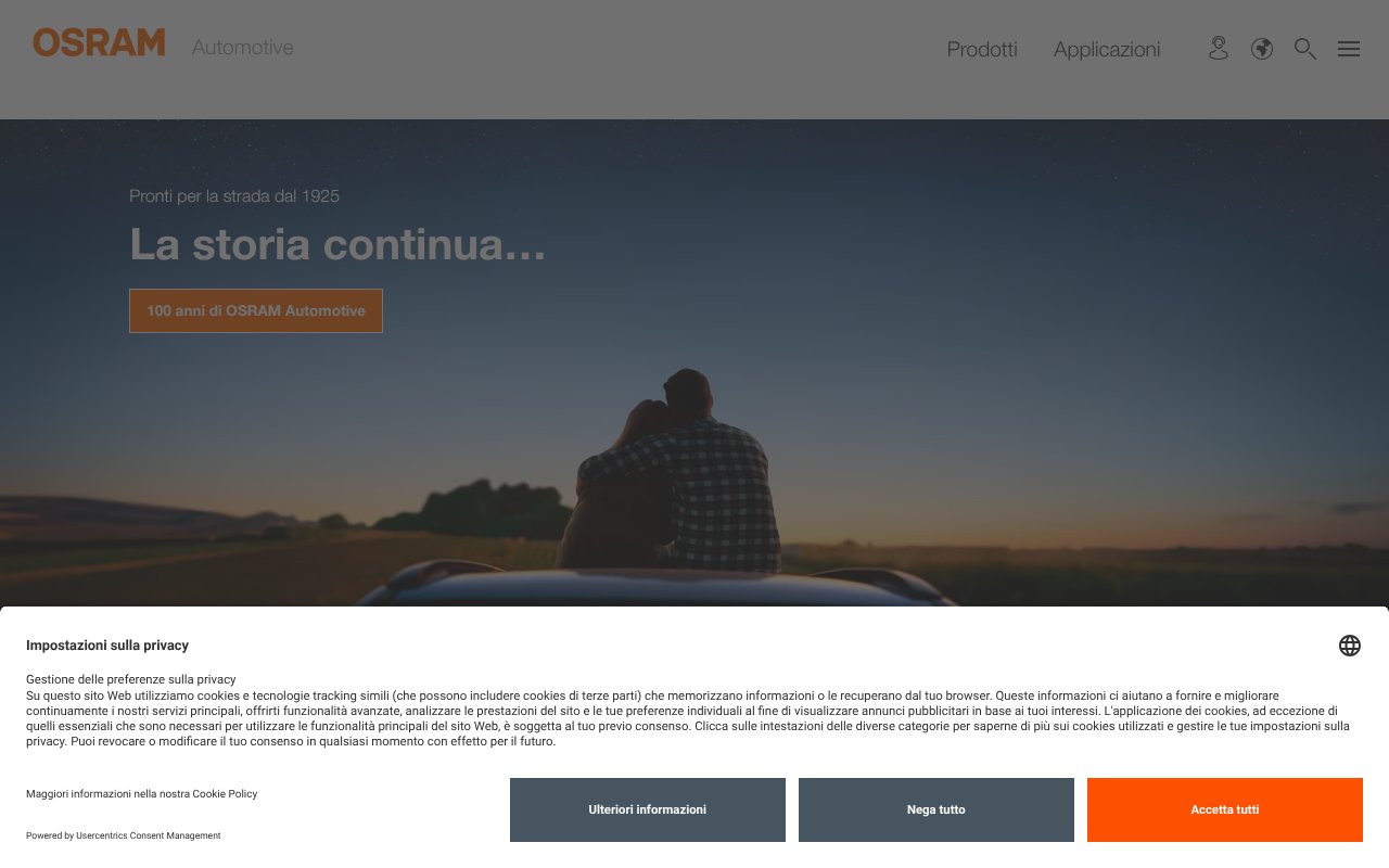Screenshot of osram.it