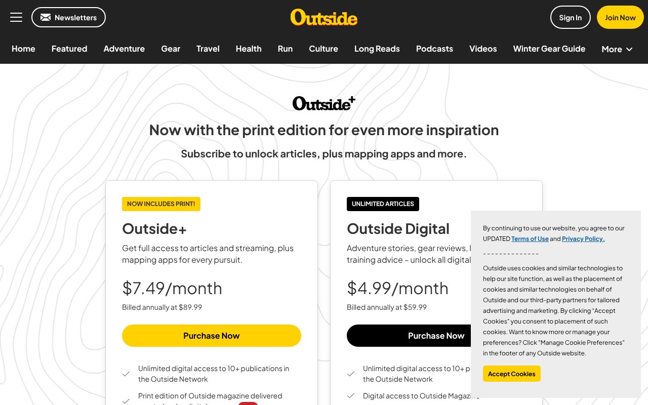 Screenshot of outsideonline.com