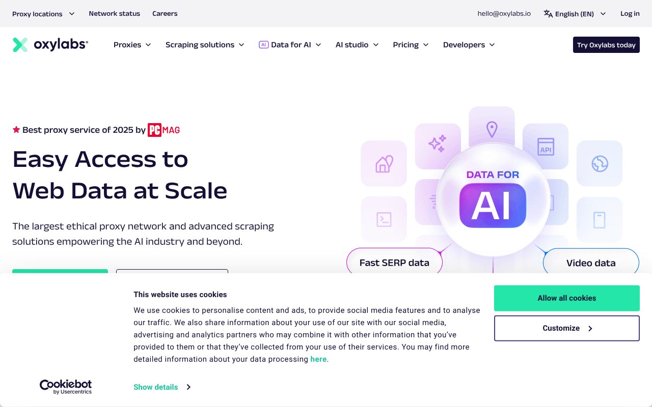 Screenshot of oxylabs.io