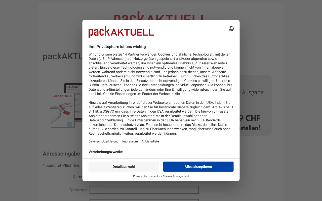 Screenshot of packaktuell.ch