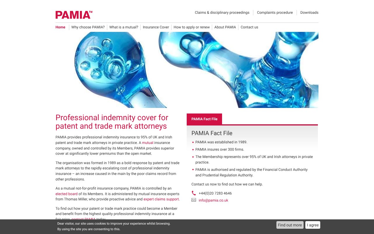 Screenshot of pamia.co.uk
