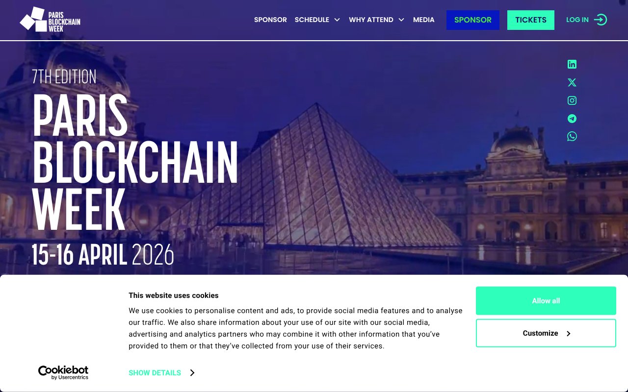 Screenshot of parisblockchainweek.com
