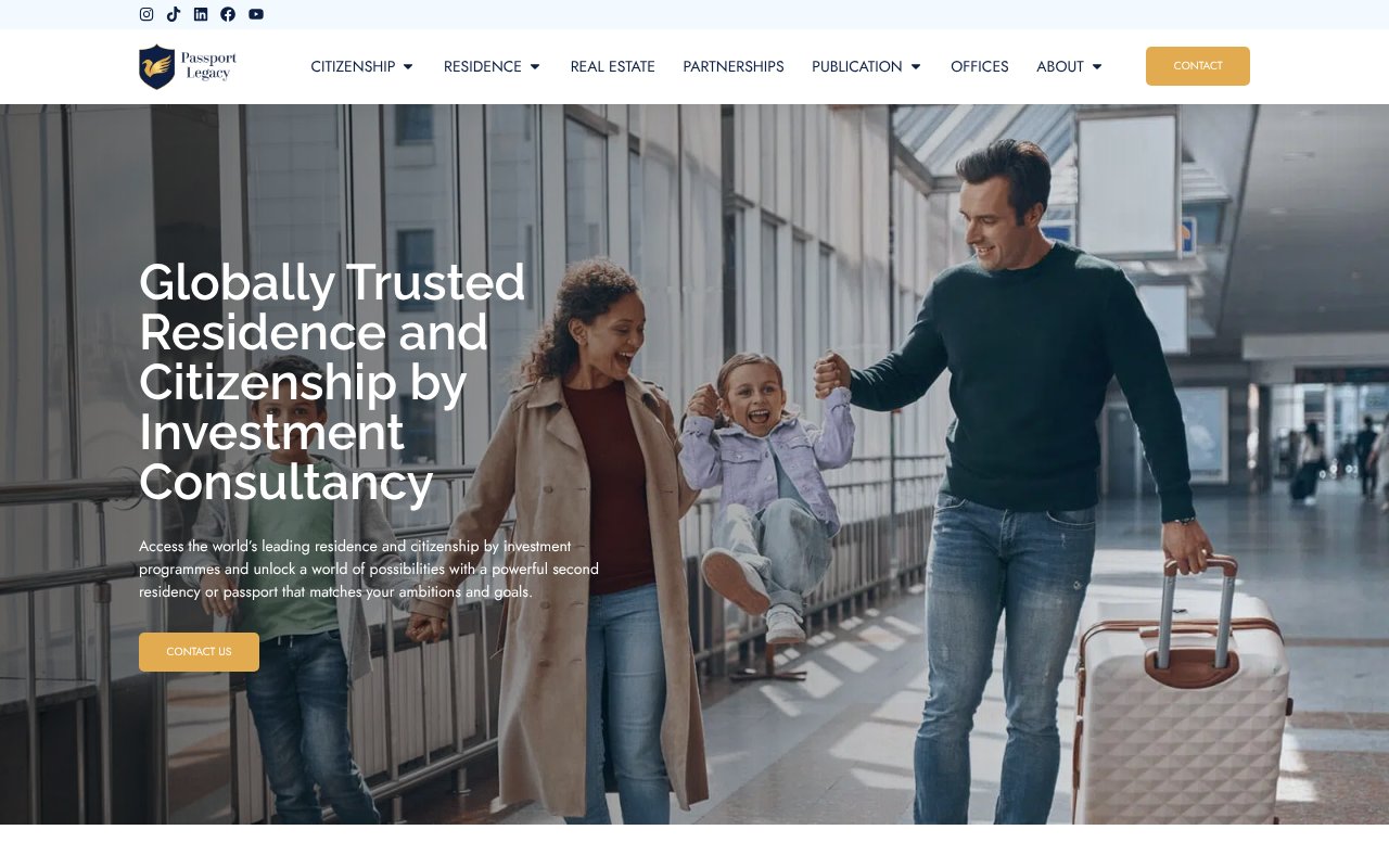 Screenshot of passportlegacy.com