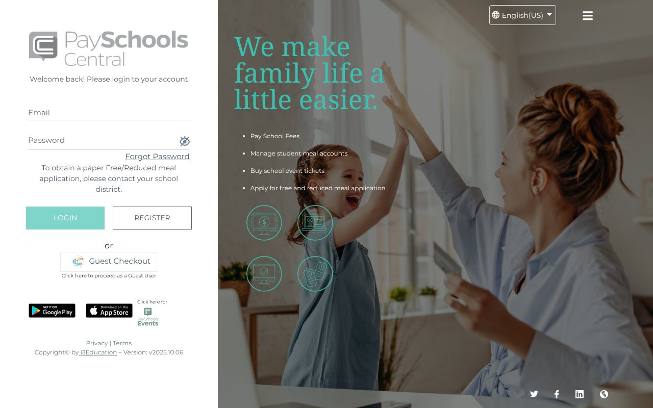 Screenshot of payschoolscentral.com