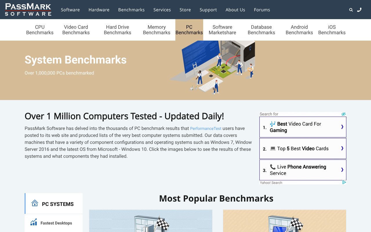 Screenshot of pcbenchmarks.net