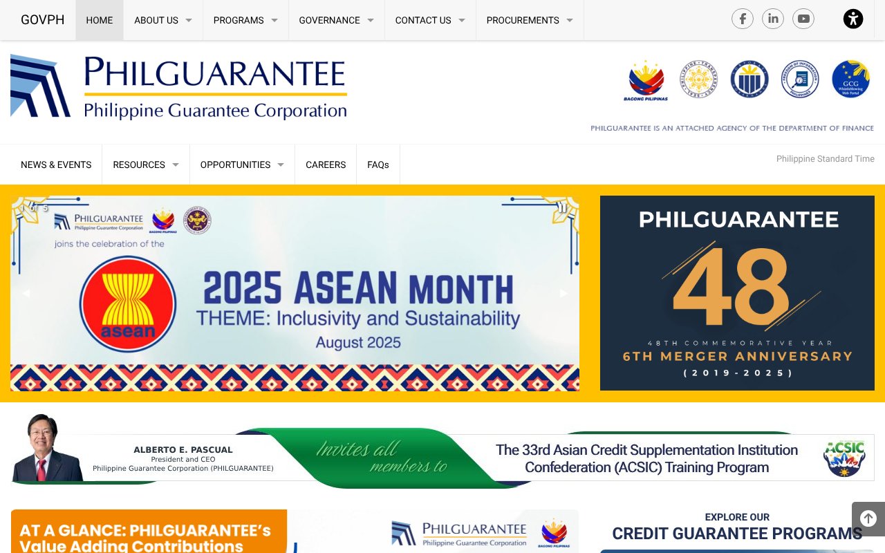 Screenshot of philguarantee.gov.ph