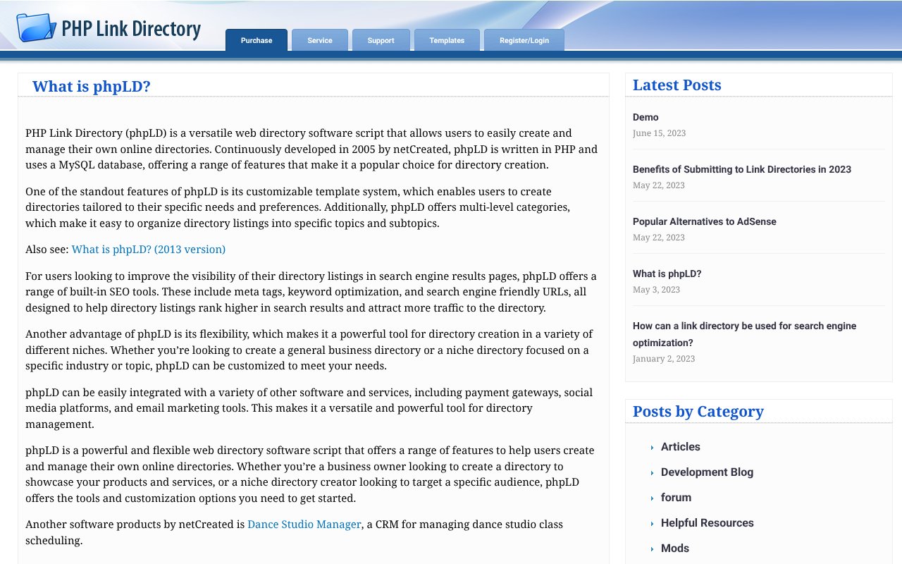 Screenshot of phplinkdirectory.com