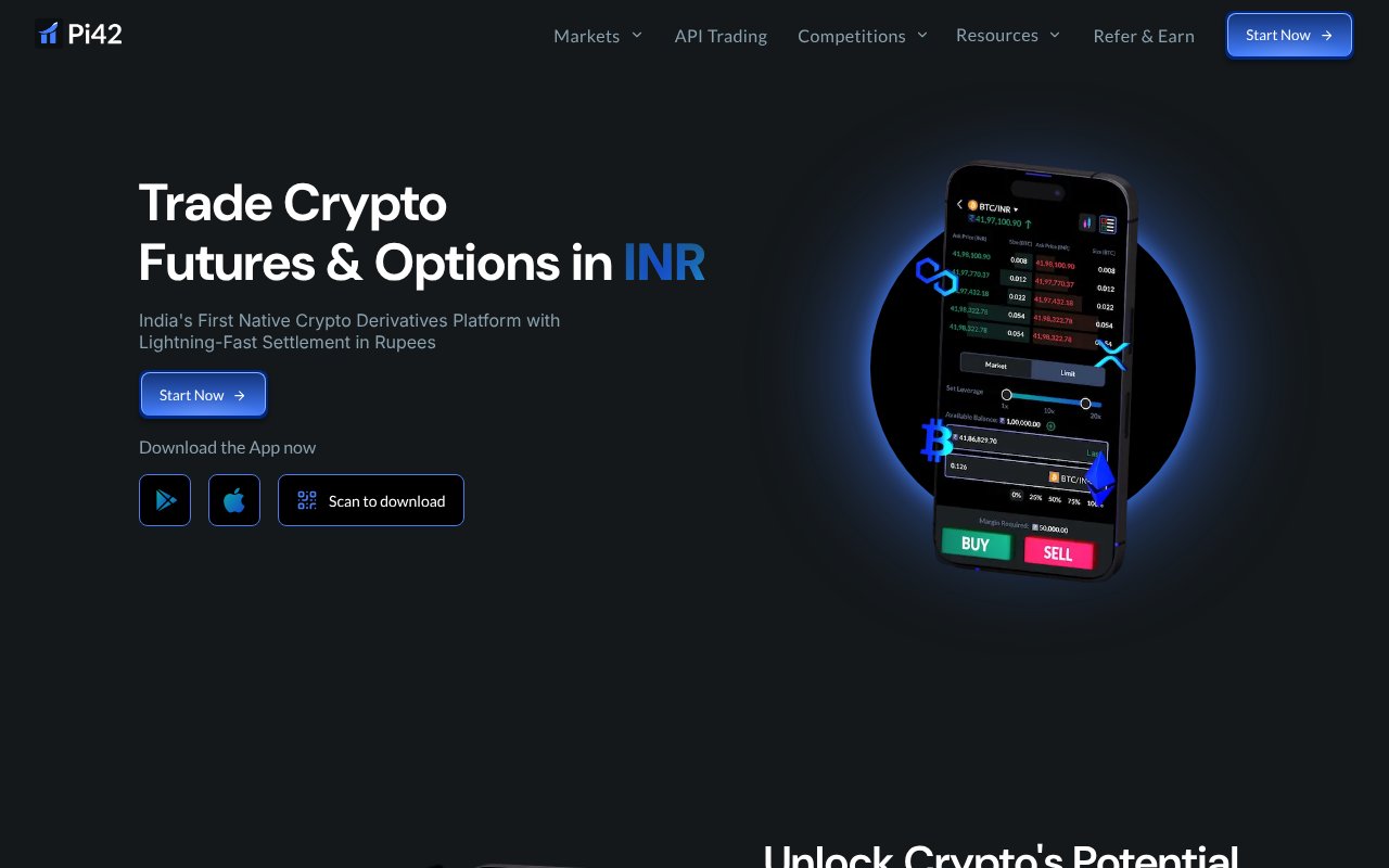 Screenshot of pi42.com