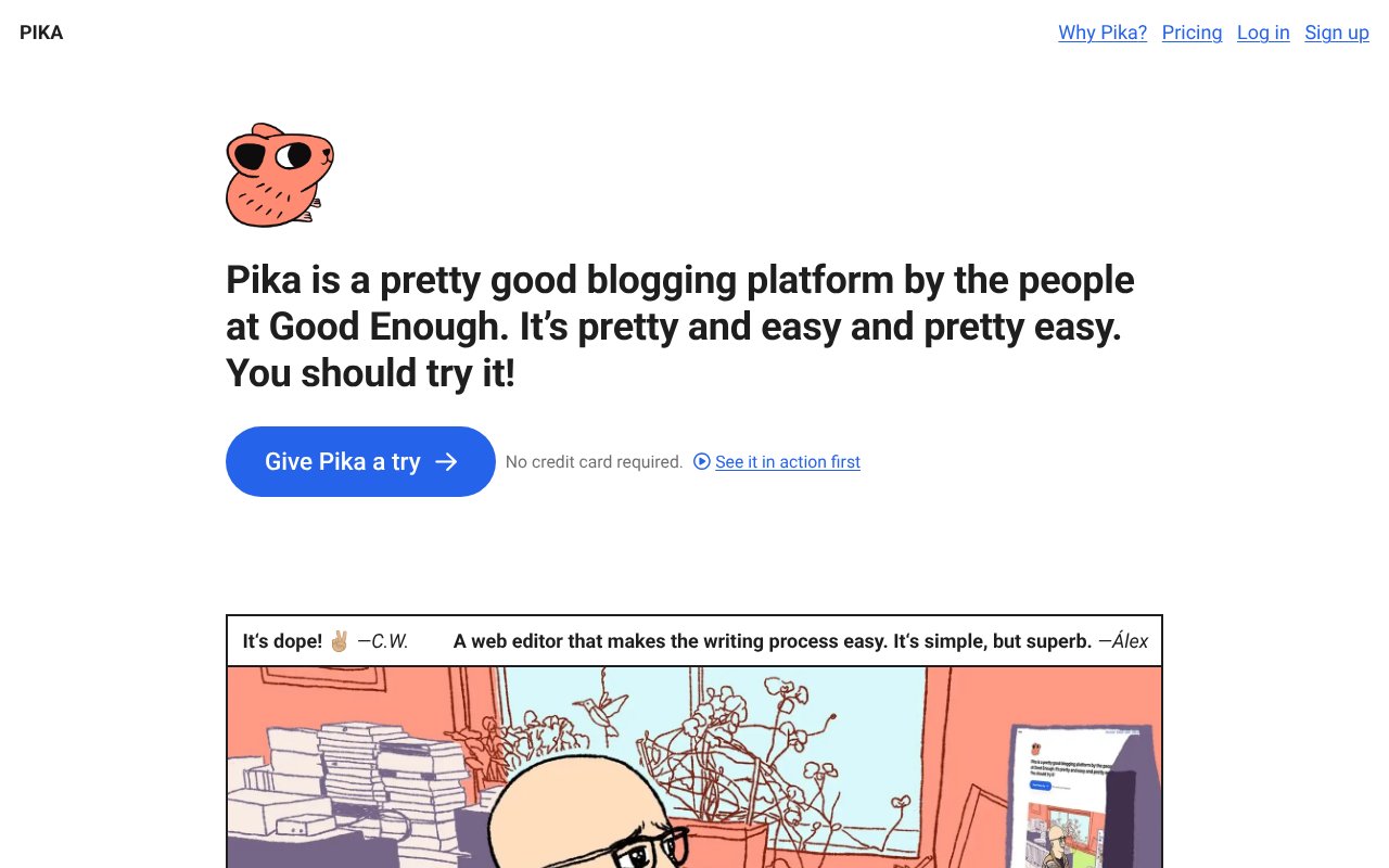 Screenshot of pika.page