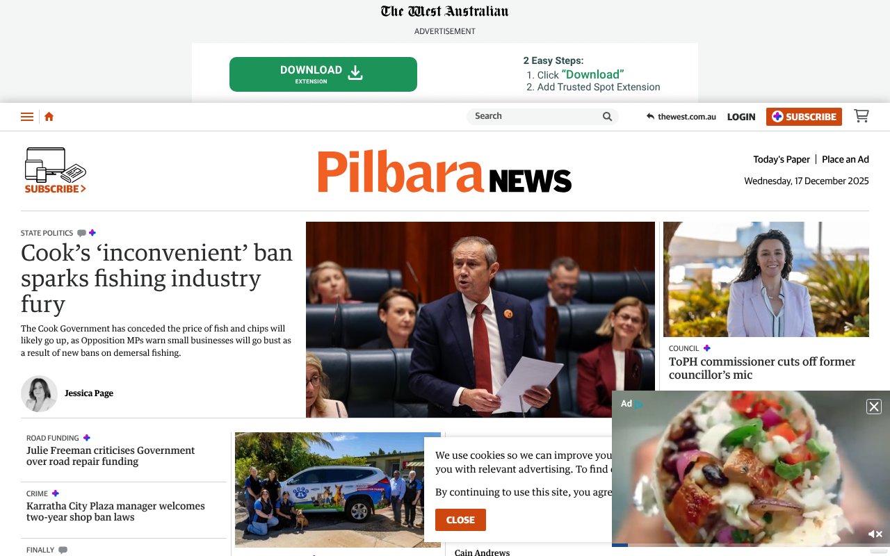 Screenshot of pilbaranews.com.au