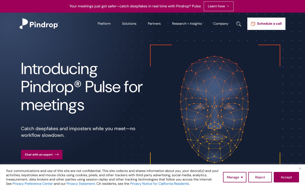 Screenshot of pindrop.com