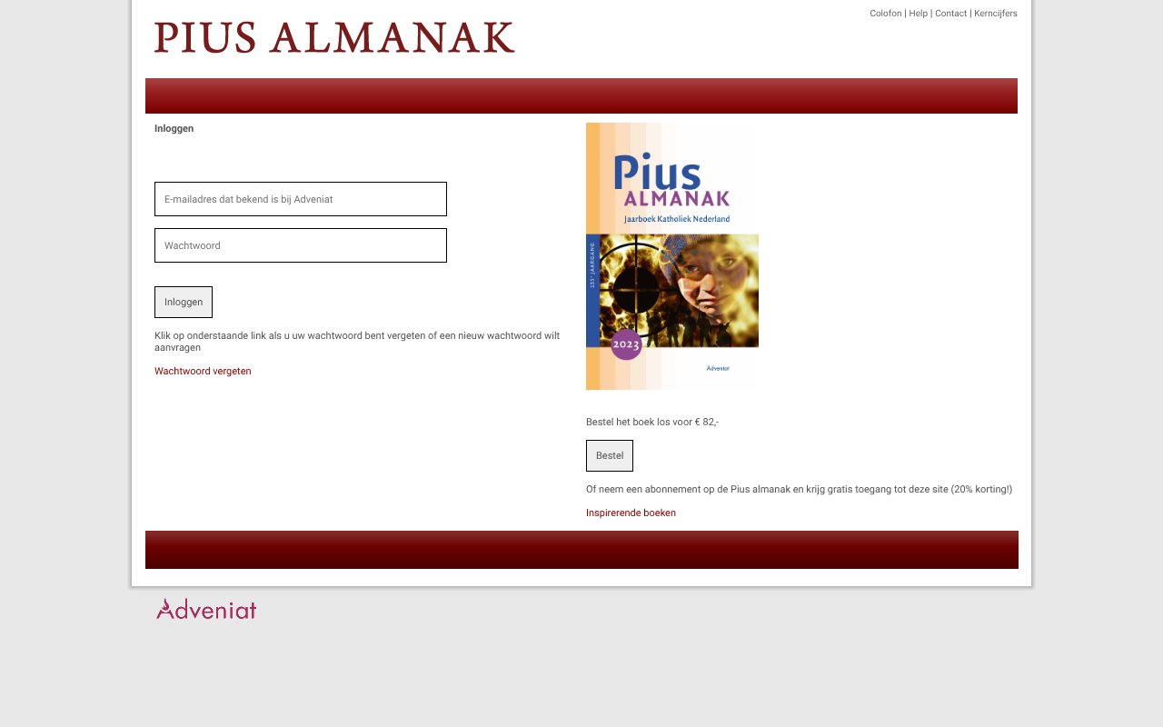 Screenshot of piusalmanak.nl