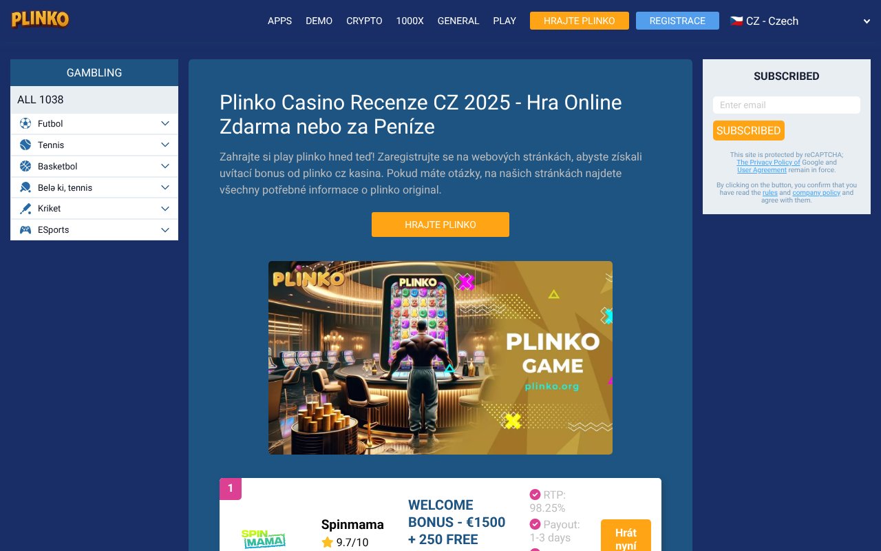 Screenshot of plinko.org