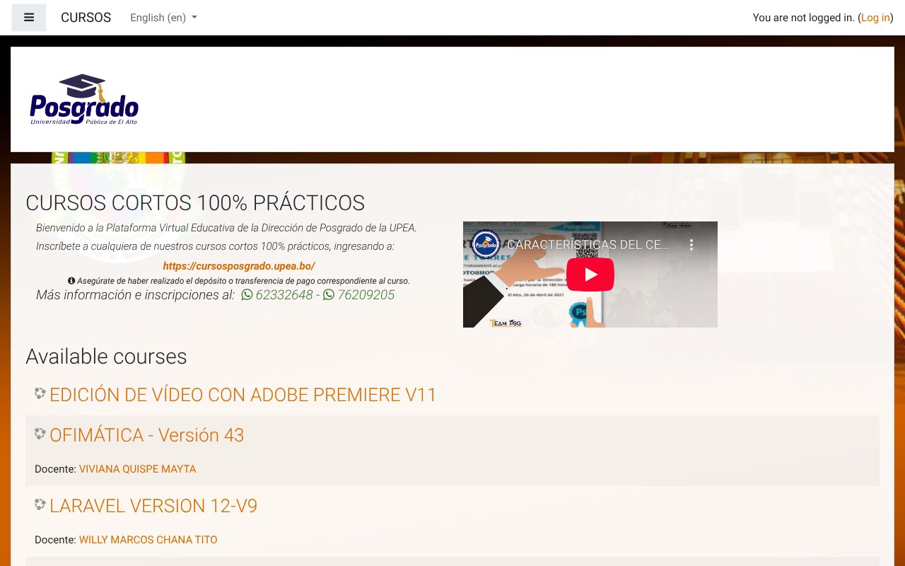 Screenshot of posgradoupea.edu.bo