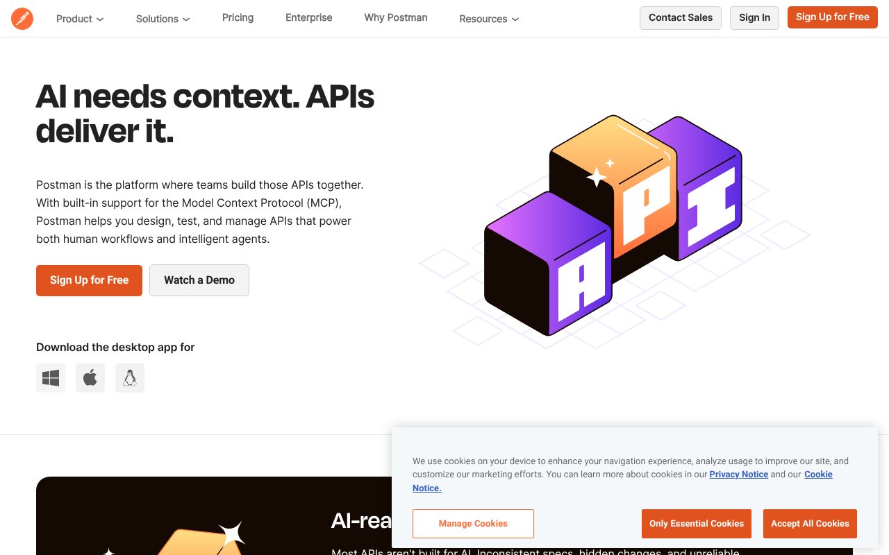 Screenshot of postman.com