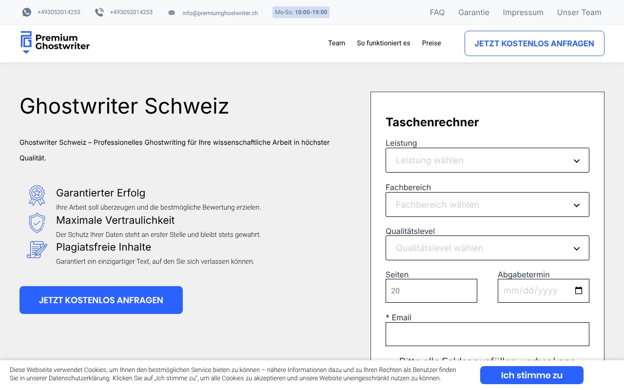 Screenshot of premiumghostwriter.ch