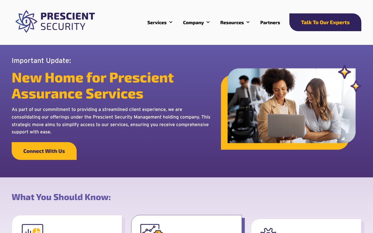 Screenshot of prescientsecurity.com