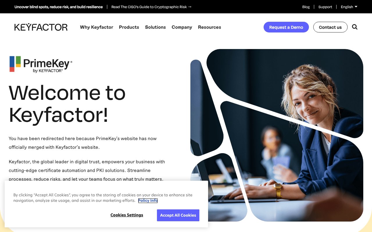 Screenshot of primekey.com