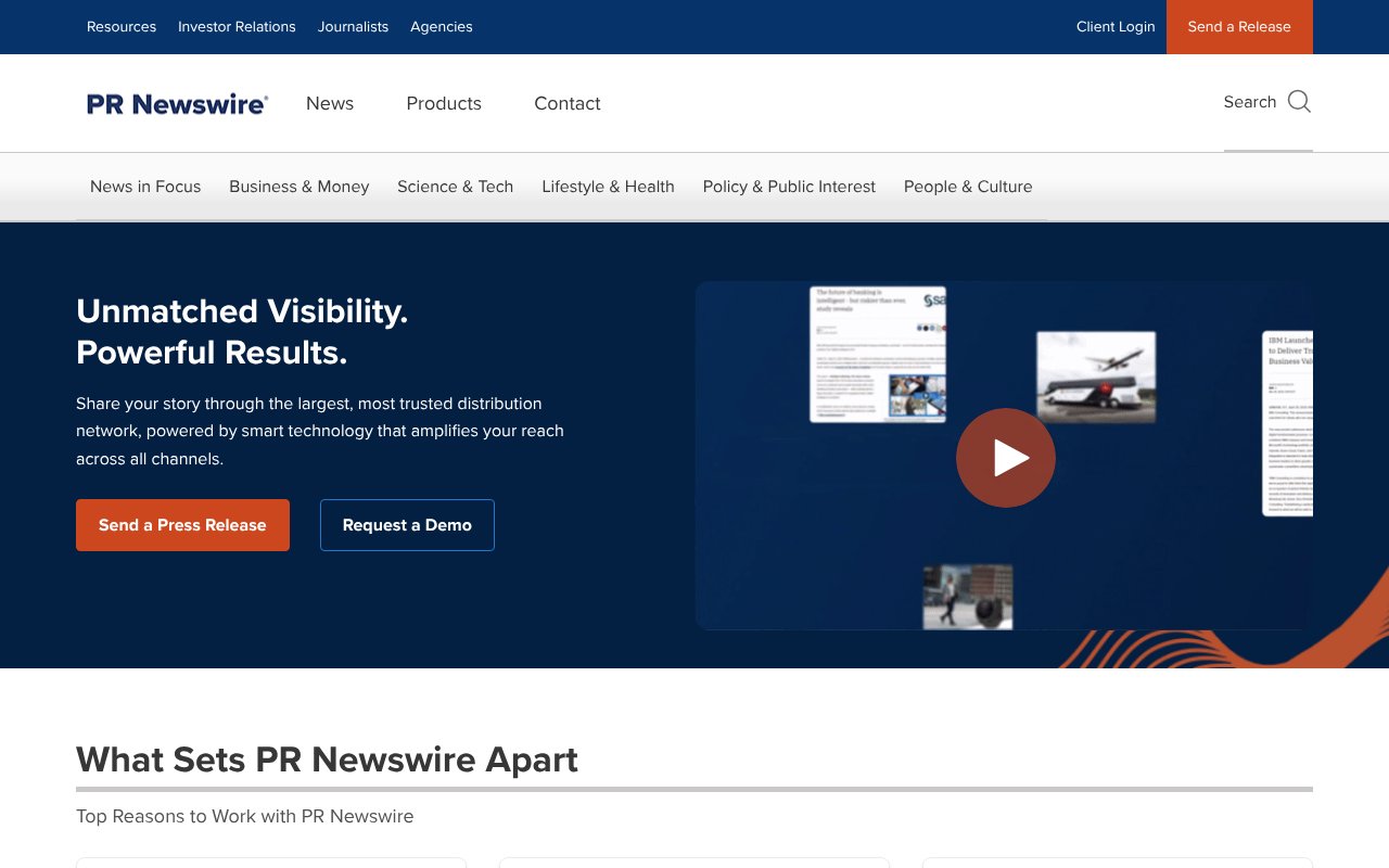 Screenshot of prnewswire.com