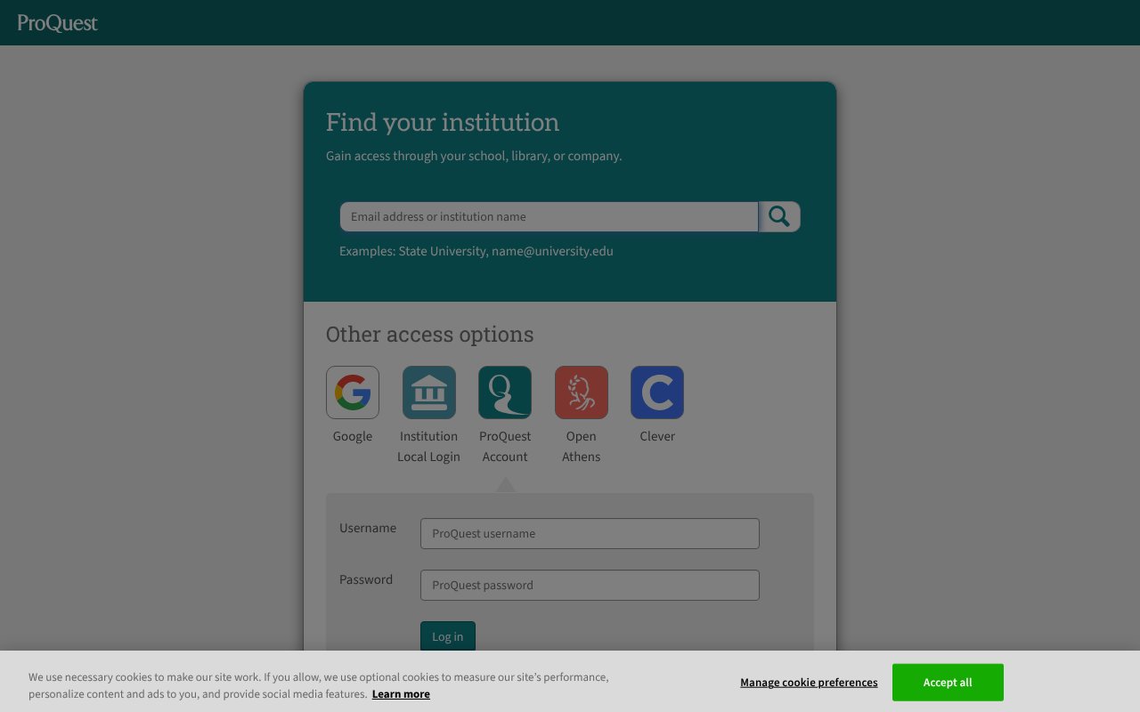 Screenshot of proquest.com
