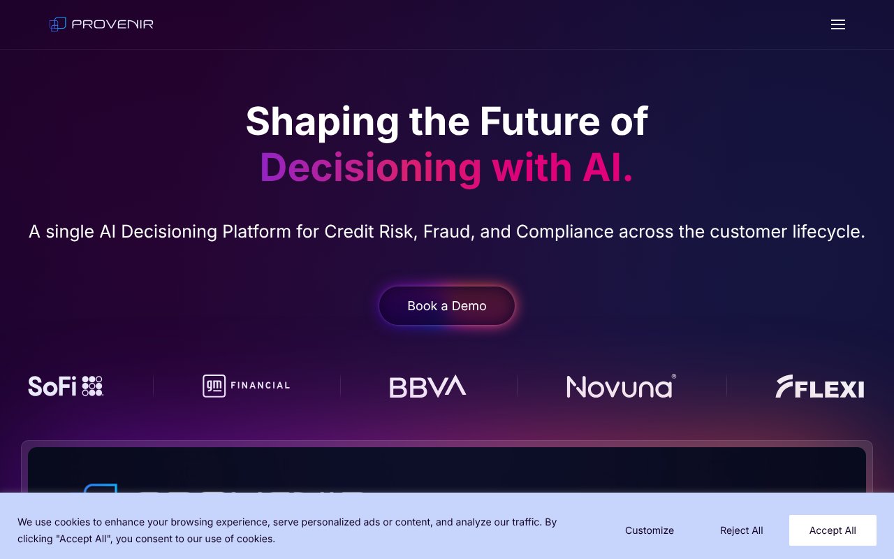Screenshot of provenir.com