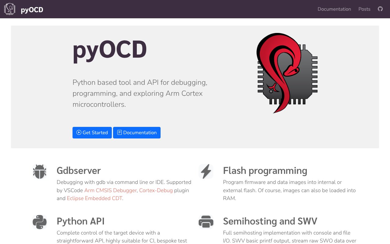 Screenshot of pyocd.io