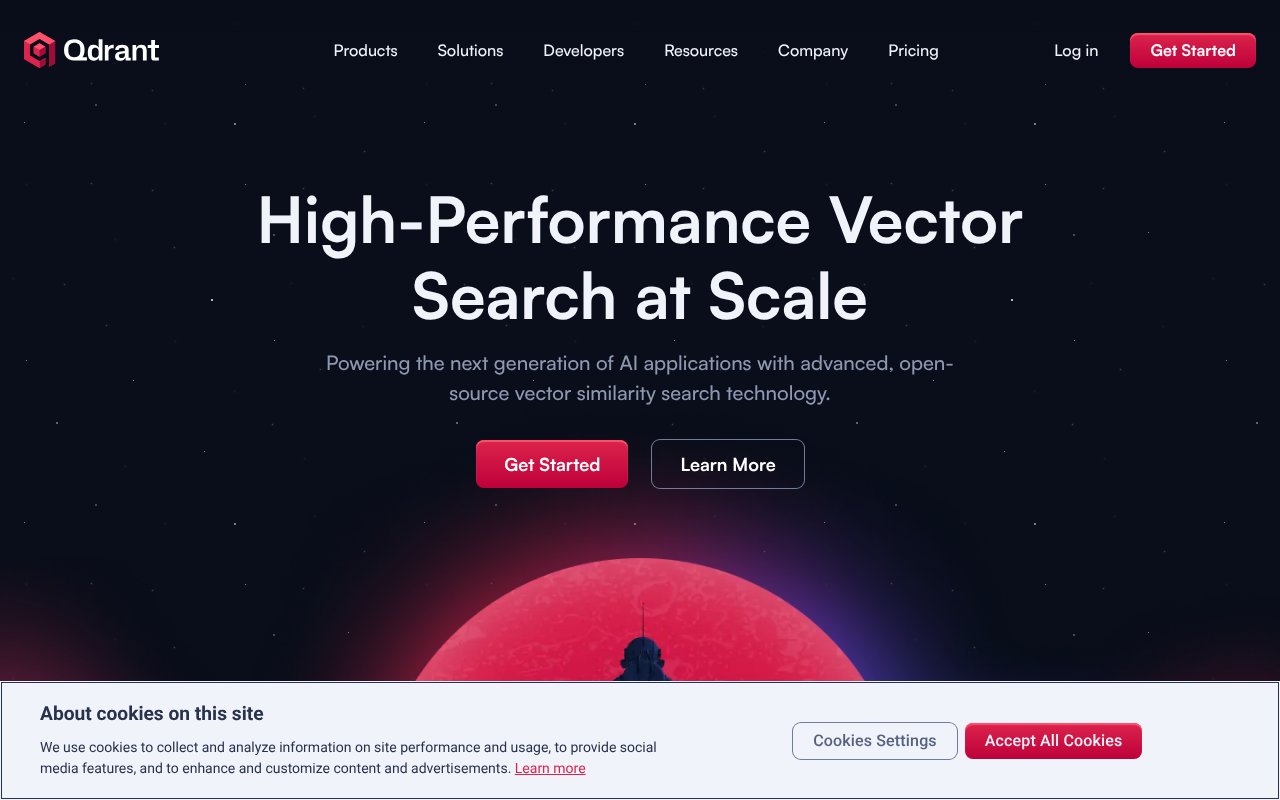 Screenshot of qdrant.tech