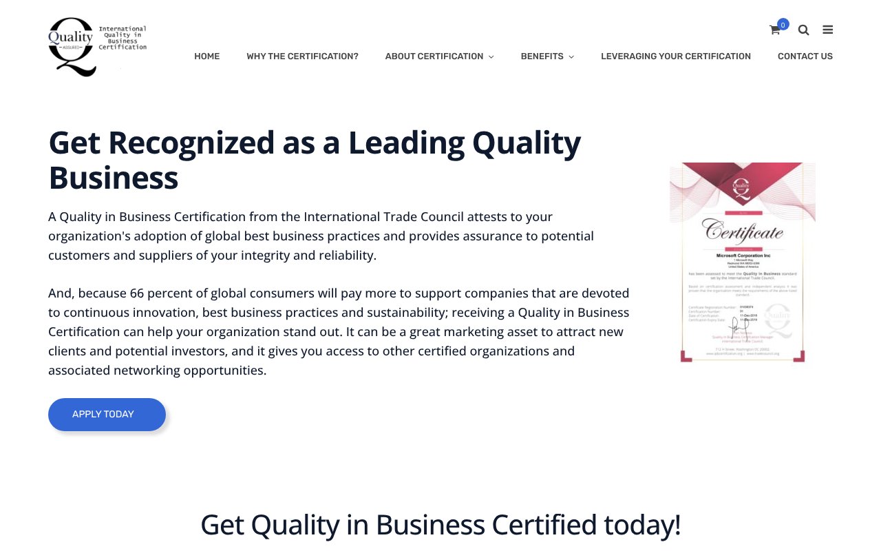 Screenshot of qibcertification.org