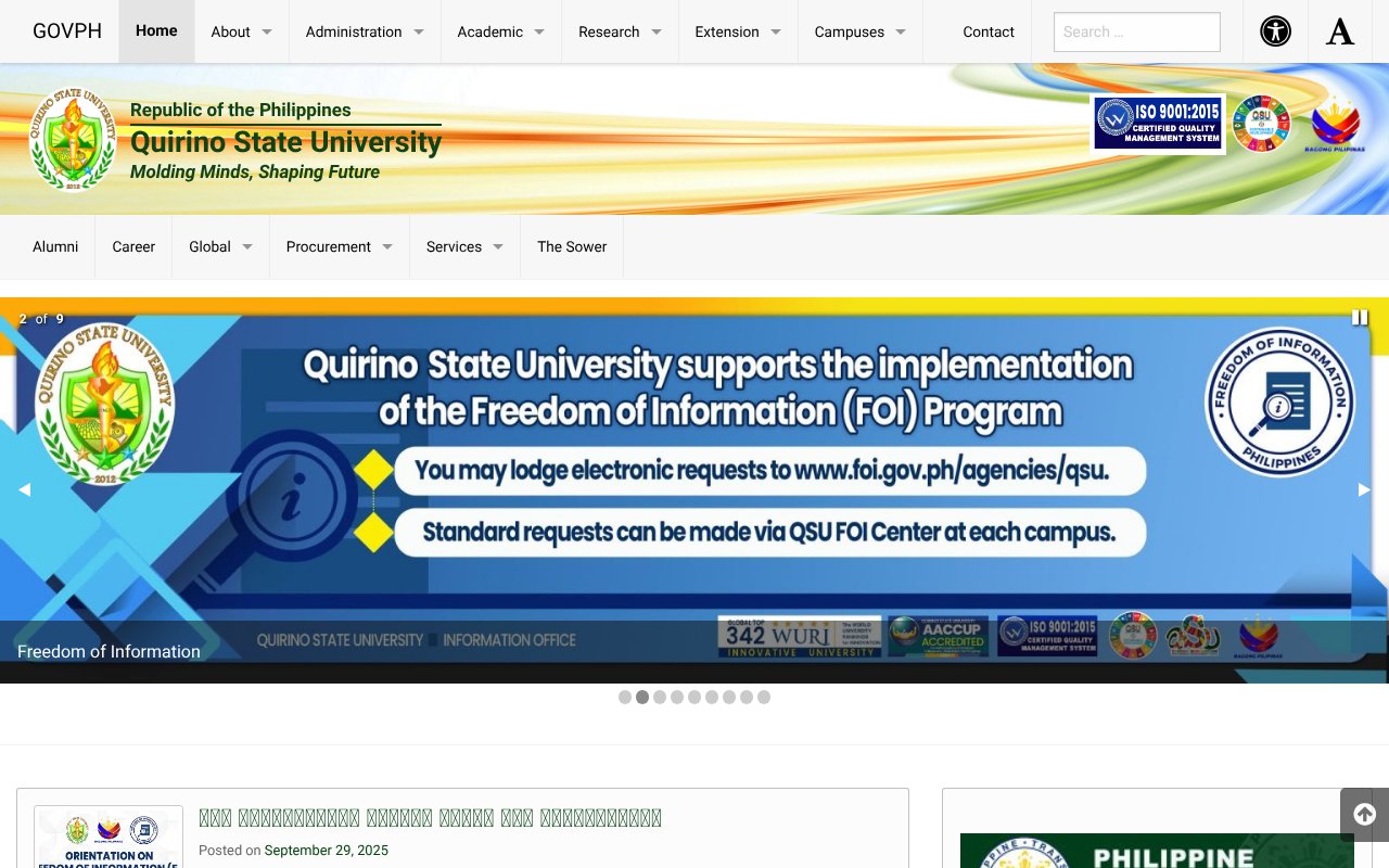 Screenshot of qsu.edu.ph