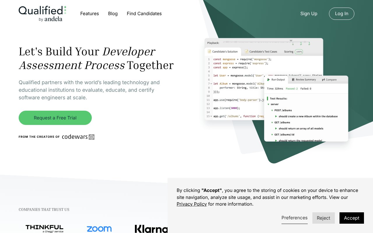 Screenshot of qualified.io
