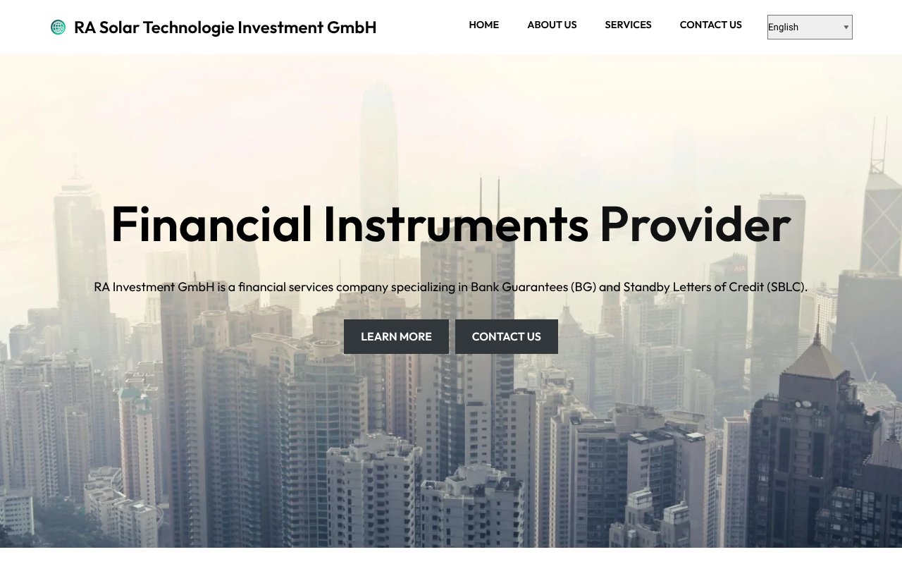 Screenshot of rainvestmentgmbh.com