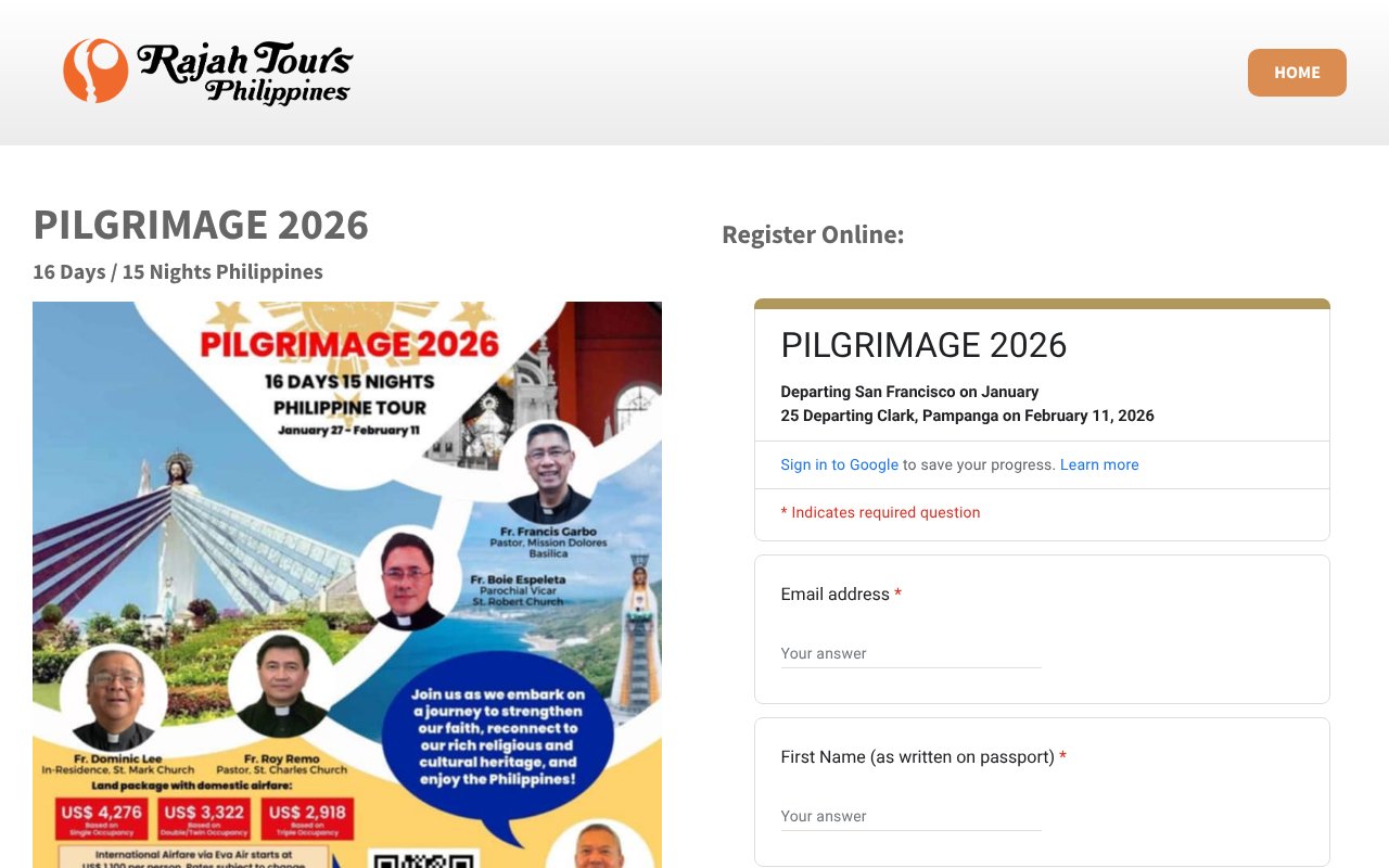 Screenshot of rajahtours.com.ph