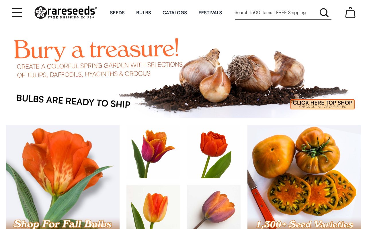 Screenshot of rareseeds.com