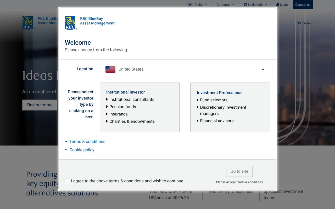 Screenshot of rbcbluebay.com
