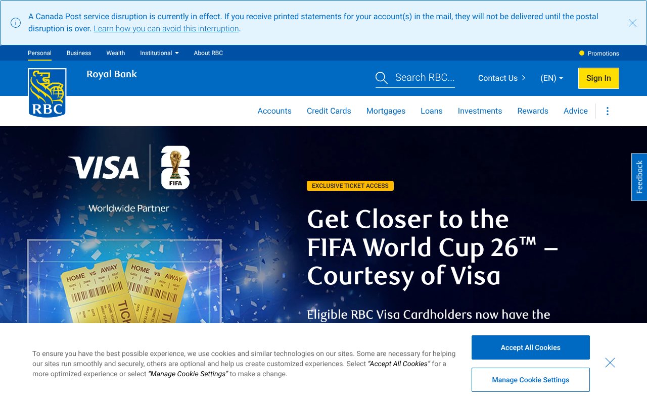 Screenshot of rbcroyalbank.com