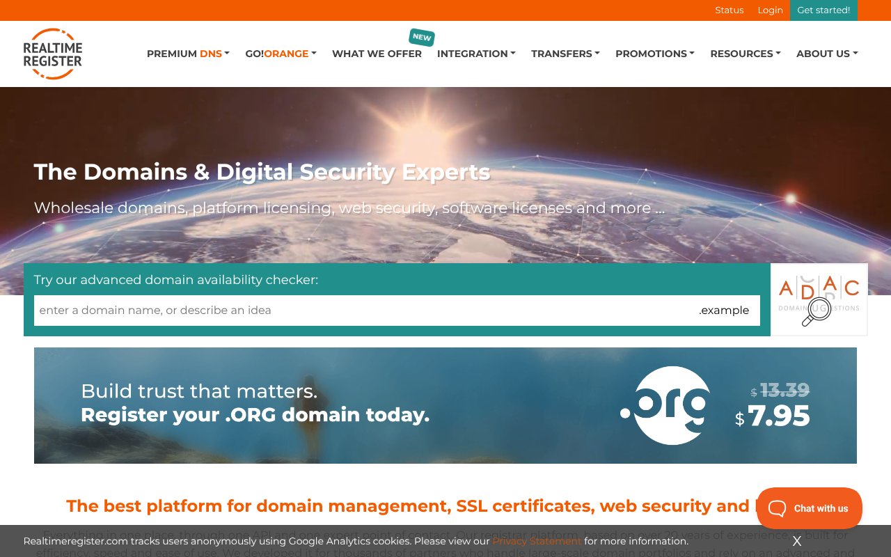 Screenshot of realtimeregister.com