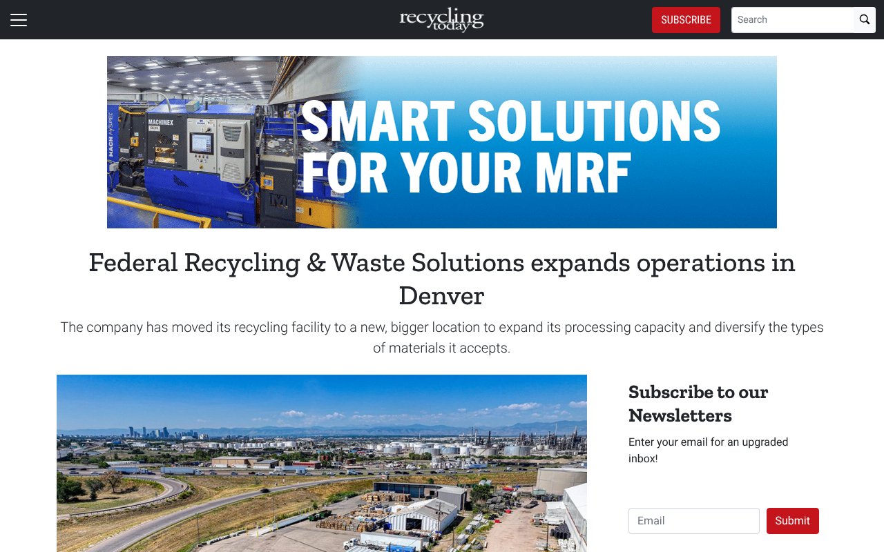 Screenshot of recyclingtoday.com