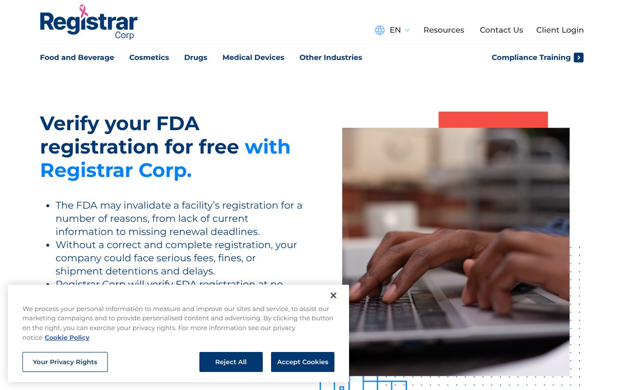 Screenshot of registrarcorp.com