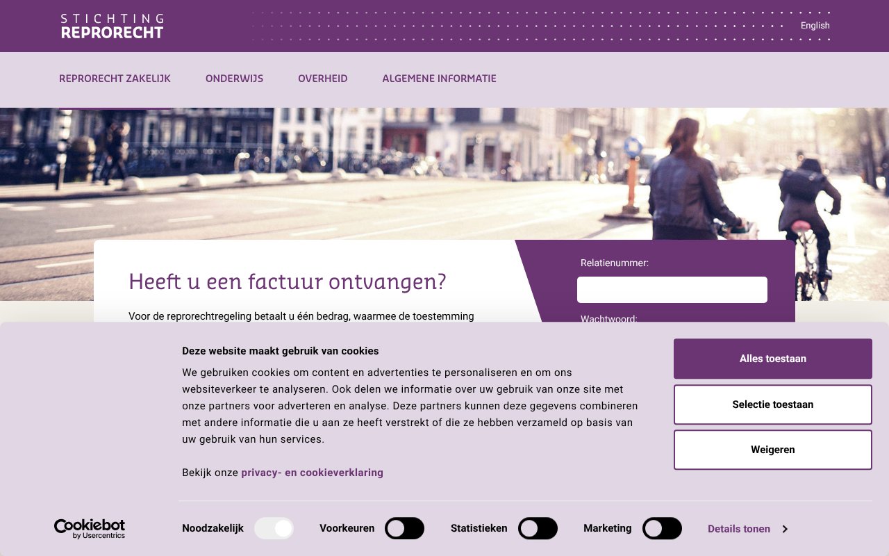 Screenshot of reprorecht.nl