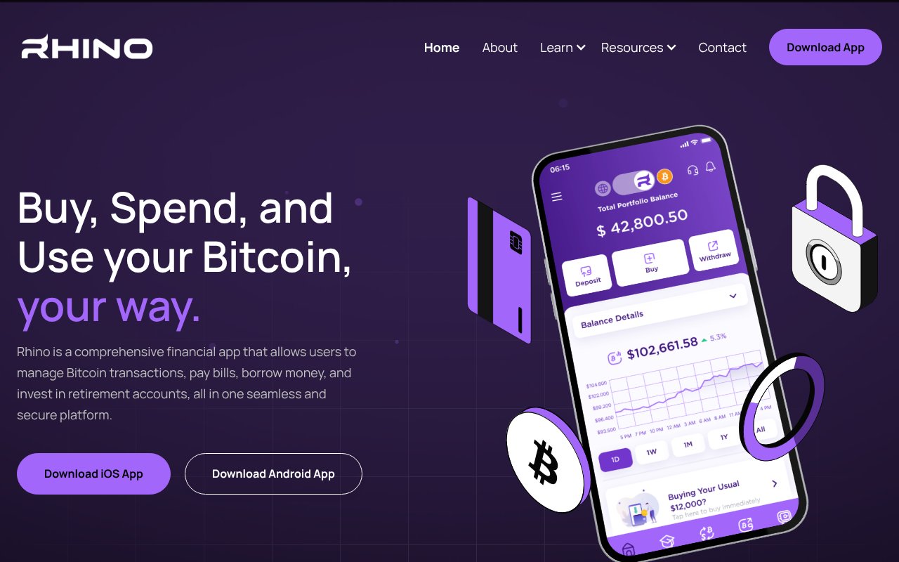 Screenshot of rhinobitcoin.com
