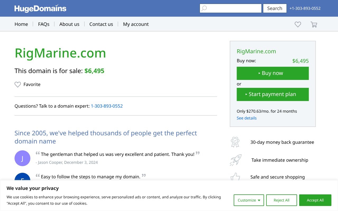 Screenshot of rigmarine.com