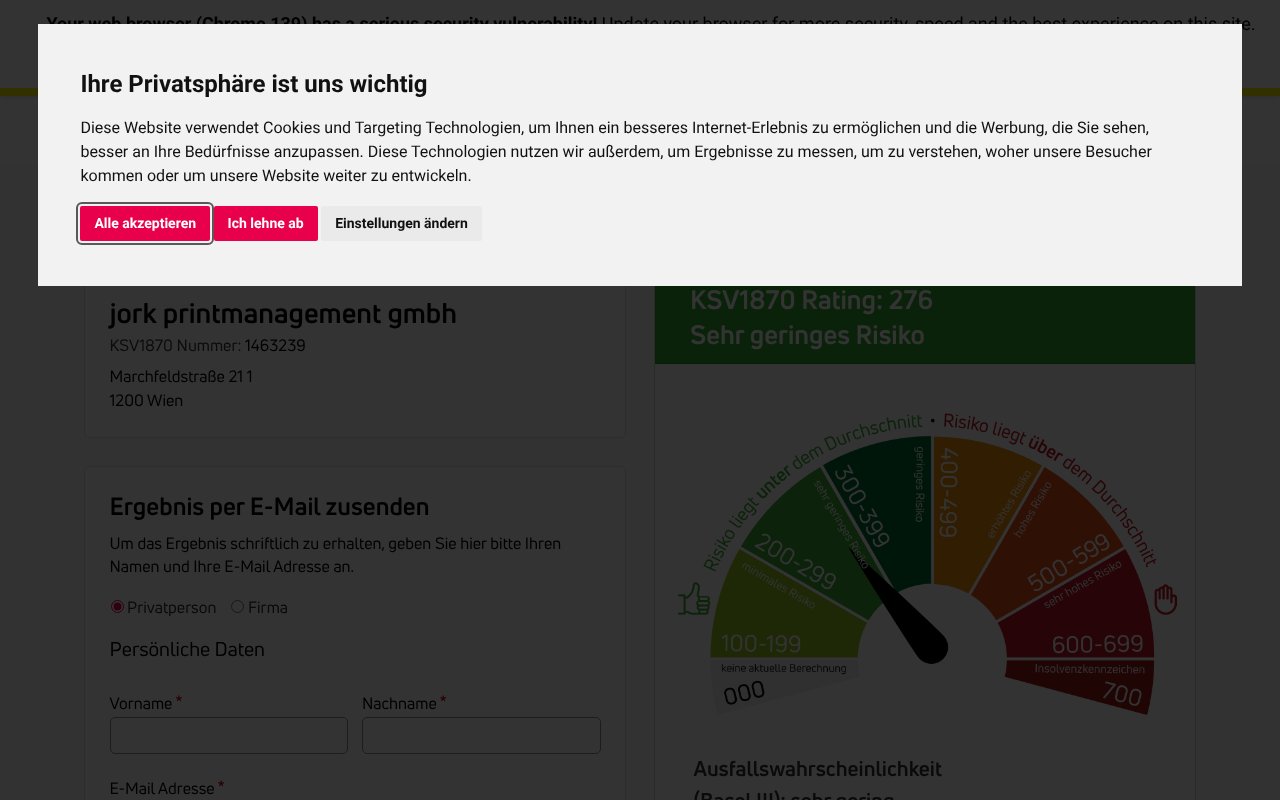 Screenshot of riskchecker.at