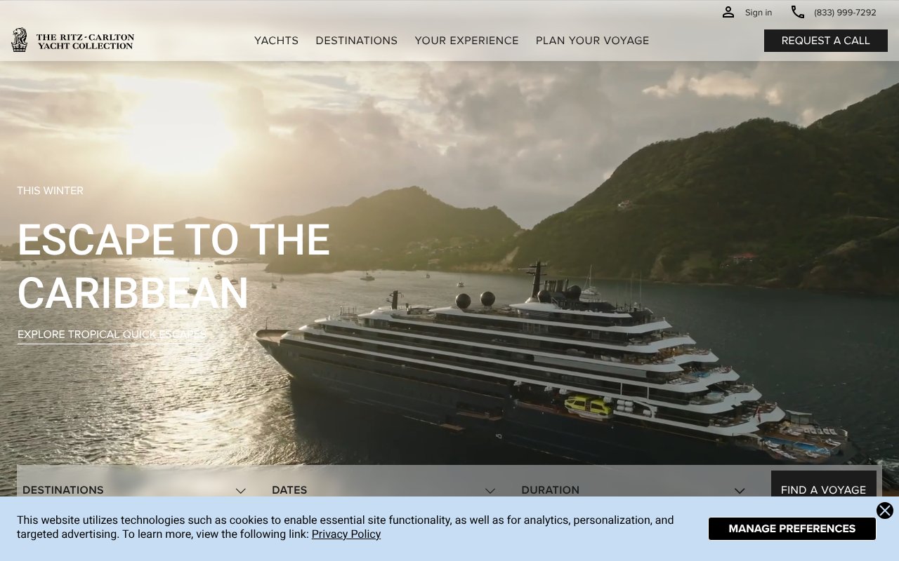 Screenshot of ritzcarltonyachtcollection.com