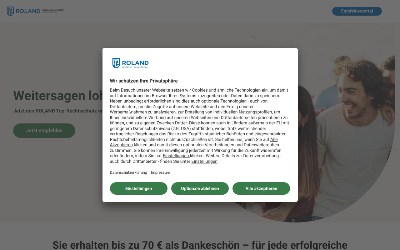 Screenshot of roland-rechtsschutz-empfehlen.de